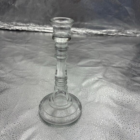Vintage Candlestick Holders Clear Glass 8” Set Of 2 Romantic Date Night Wedding - Picture 12 of 13